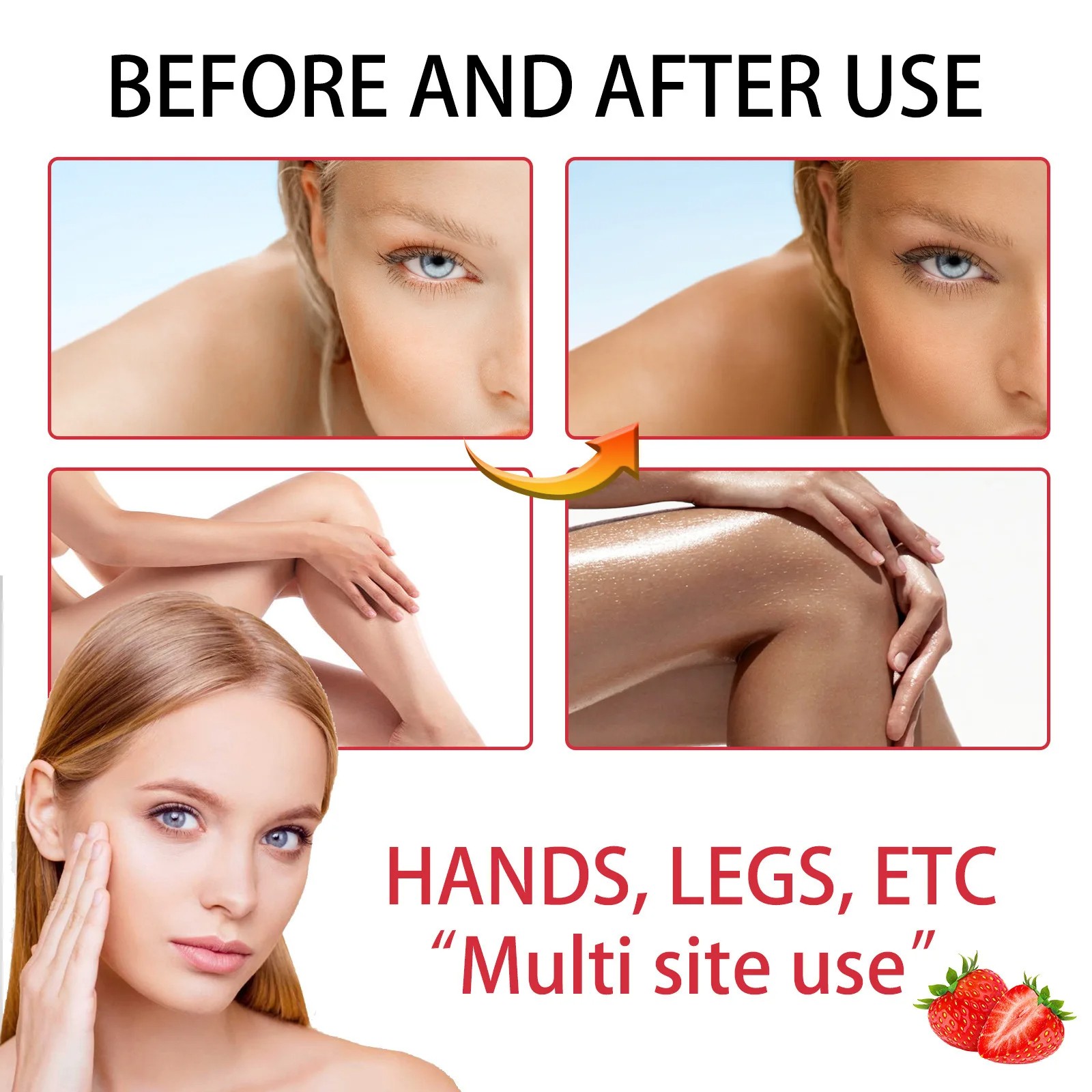 Strawberries Body Quick Tanning Spray – Sunless Summer Tan Bronzer Lotion, 100ml