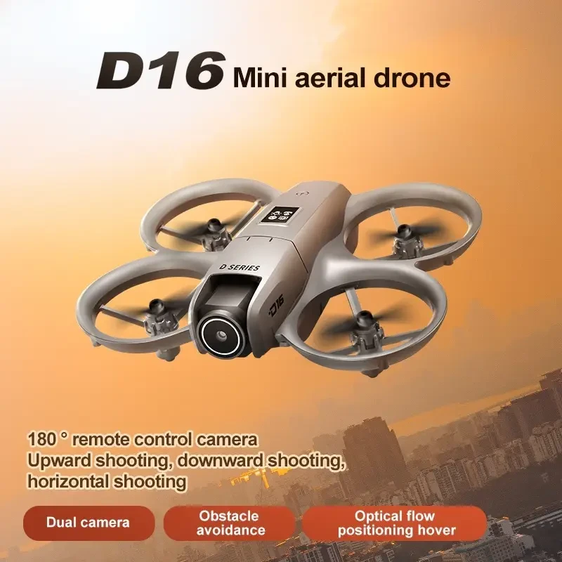 D16 Drone with Dual HD Camera, Propeller Safety Design, 360° Full Protection