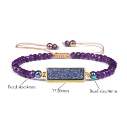 Natural Stone Woven Bracelet Mixed Shape Beads Bracelet Quartz Adjustable Rope Bracelets For Men Women