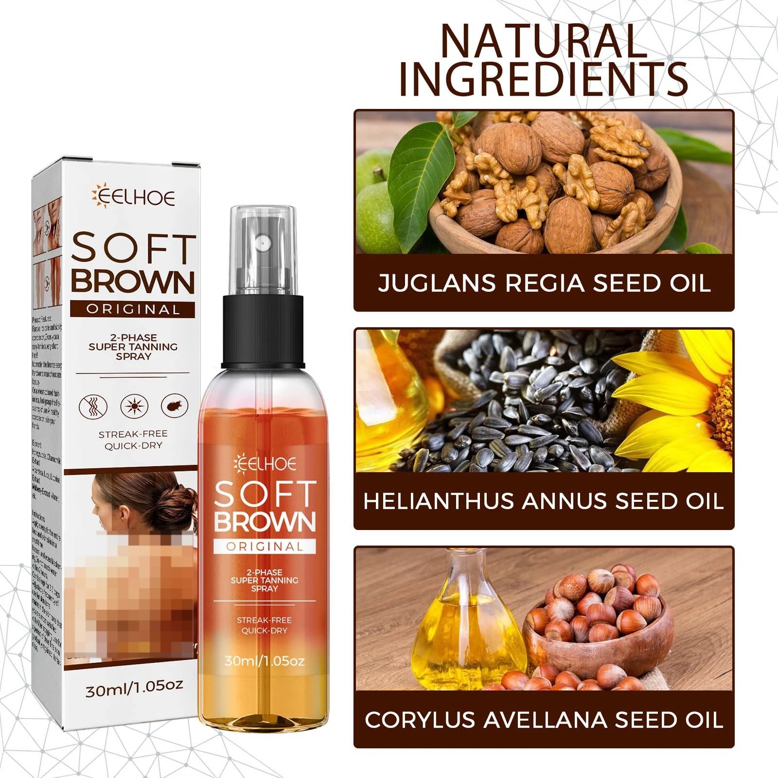 Wheat-Colored Tanning Spray – Sunbathing Aid for Gentle, Natural Tan Indoors & Outdoors