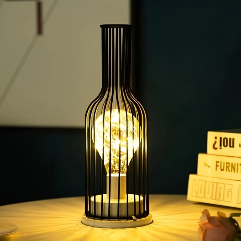 1pc 20L Bottle/Glass Creative Night Lamp Powered by Three AA Batteries – Decorative Lights for Bedroom and Living Room