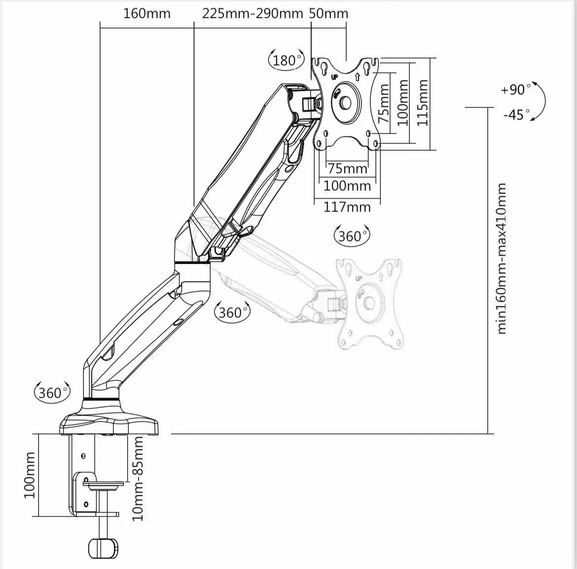 LCD Screen Rotating Telescopic Bracket Elevated Rack