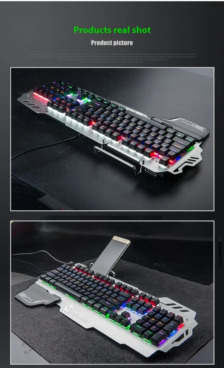 Green Axis Metal Panel With Wrist Splint Wired Professional Gaming Keyboard
