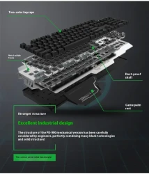 Green Axis Metal Panel With Wrist Splint Wired Professional Gaming Keyboard
