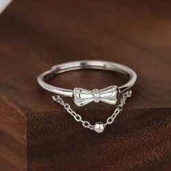 1pc S925 Silvery Bow Tie Bracelet – Elegant & Versatile Adjustable Open Ring for Women, Perfect for Travel, Daily Wear, Valentine’s Day & Mother’s Day Gifts