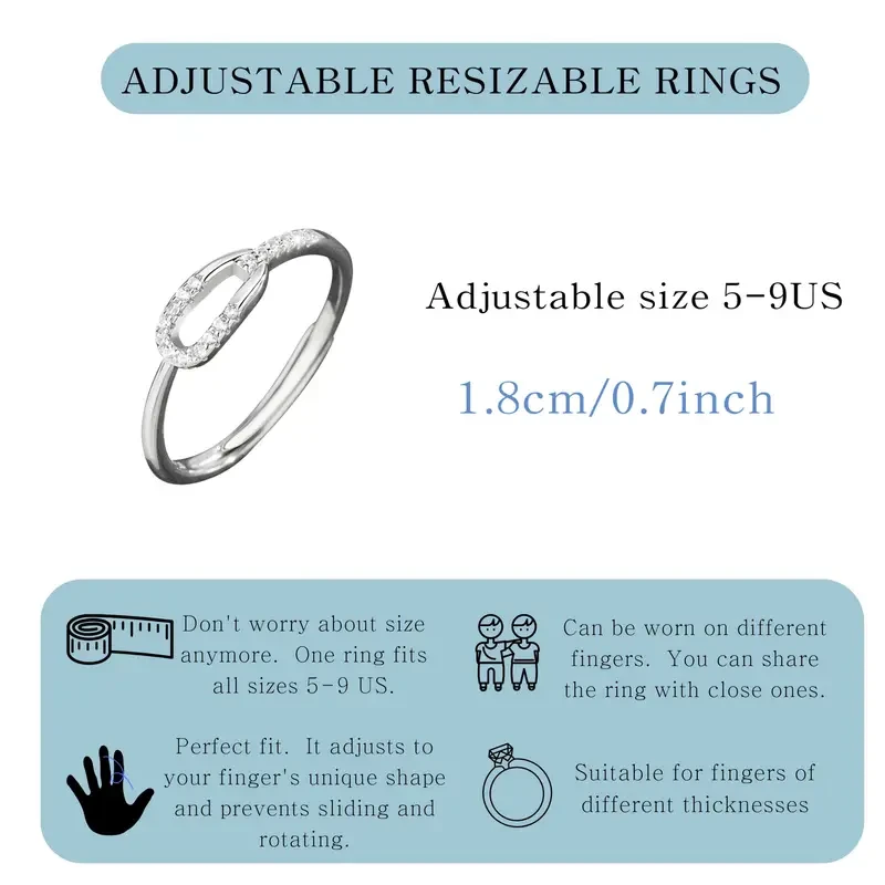 1pc S925 Silvery Ring – Minimalist and Fashionable Thin Loop Open Ring for Women, Adjustable Size, Suitable for Daily Wear