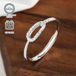 1pc S925 Silvery Ring – Minimalist and Fashionable Thin Loop Open Ring for Women, Adjustable Size, Suitable for Daily Wear
