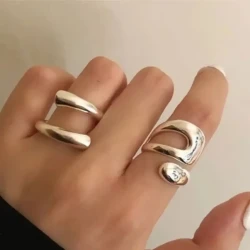 1pc S925 Silvery Ring – Minimalist and Fashionable Thin Loop Open Ring for Women, Adjustable Size, Suitable for Daily Wear