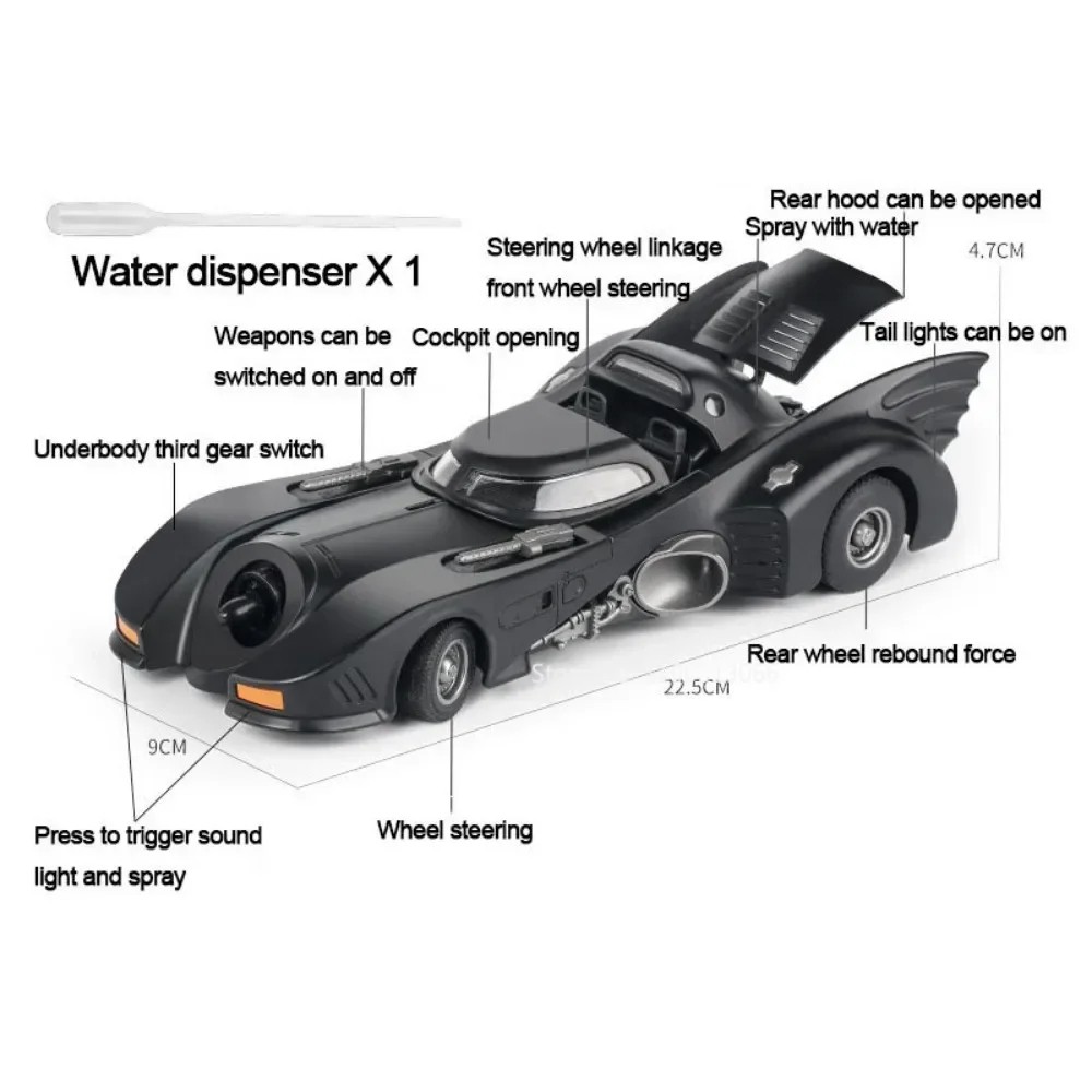 1/24 1989 Batmobile Alloy Car Model – Metal Diecast Simulation Vehicle with Light and Sound