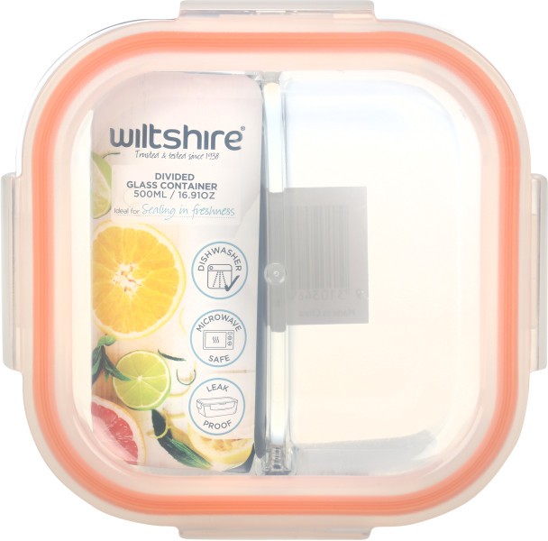 Square Glass Container with 2 Dividers 500ml - Wiltshire