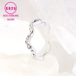 Adjustable Open Ring for Women - Elegant French Style White Golden-Plated Intertwined Bands with Sparkling Stones – Perfect Valentine’s Day Gift, Everyday Luxury Jewelry, Adjustable Embedded Stones Band for Women’s Daily Wear