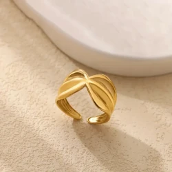 1pc Elegant Bohemian Golden Stainless Steel Open Ring – Perfect Gift for Women, Ideal for Daily Wear and Holiday Parties, Adjustable Size, Fashion Jewelry, Elegant Ring, Stainless Steel Ring