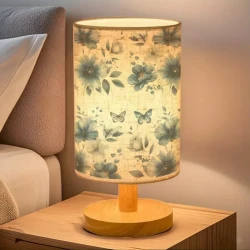Floral Table Lamp with Wooden Base – Tri-Color Lighting, Adjustable Height & Elegant Modern Design for Bedroom, Living Room & Office