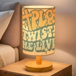 Modern USB-Powered Inspirational Table Lamp – “PLAN TURN HEAL” Design with Tri-Color Lighting for Bedroom & Living Room