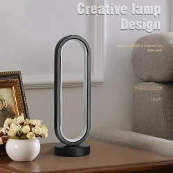 Modern LED Ring Table Lamp – Sleek USB Atmosphere Light with Push Button Control for Bedroom, Living Room & Workspaces