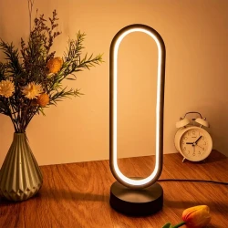 Modern LED Ring Table Lamp – Sleek USB Atmosphere Light with Push Button Control for Bedroom, Living Room & Workspaces