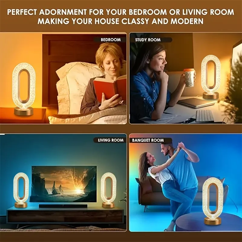 Portable Crystal Desk Lamp – Cordless LED Night Light with Adjustable Brightness & 3 Color Modes, USB Rechargeable Gift for Home Décor, Birthdays & Holidays