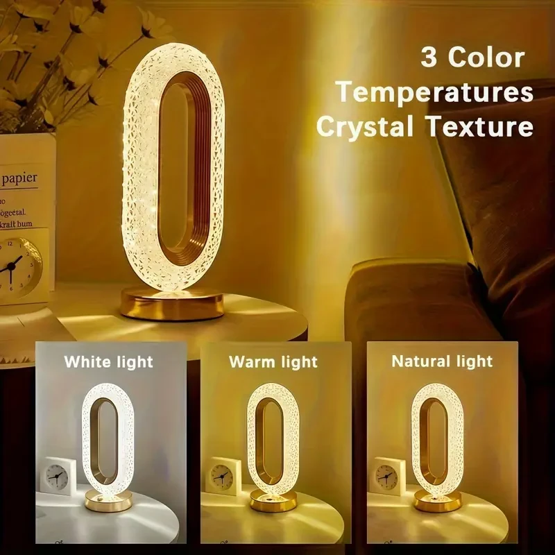 Portable Crystal Desk Lamp – Cordless LED Night Light with Adjustable Brightness & 3 Color Modes, USB Rechargeable Gift for Home Décor, Birthdays & Holidays