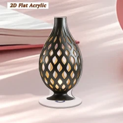2D Flat Rotating Acrylic Table Lamp with Teardrop Base & Intricate Oval Pattern – Stylish Cordless Design for Ambient Lighting, Perfect for Home Décor, Holiday & Party Decoration