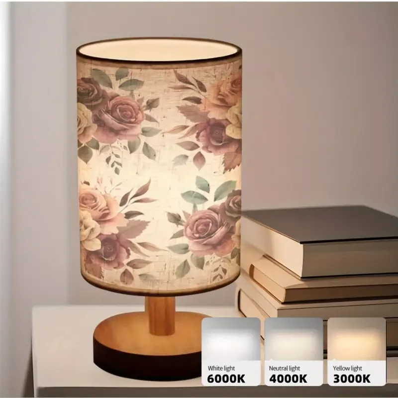 1pc Elegant Floral Table Lamp with Wooden Base, Modern Style, USB Powered, Push Button Control, Adjustable Tri-Color Lighting up to 274.32cm, Ideal for Bedroom & Living Room Decor, Perfect Mother’s Day Gift, Living Room Lamp | Elegant Table Lamp | USB Pow