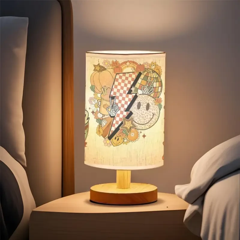 1pc Unique and Reliable Retro Smile Face Table Lamp with Wooden Base, Perfect for Bedroom or Living Room Decor, Mother’s Day Gift, Tri-Color Lighting Adjustable up to 274.32 cm Height