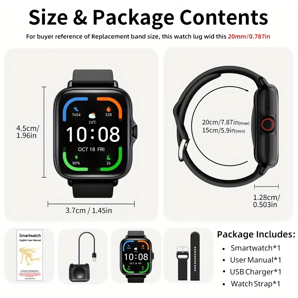 [Full Touch Screen] Sports Smart Watch – 1.83'' Full Touch Screen Display, Sleep Monitoring, Pedometer, and Information Alerts, Compatible with iPhone and Android Phones, Ideal Gift for Men and Women