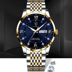 Men's Stylish Quartz Watch – Elegant Dual-Tone Stainless Steel Bracelet, Ultra-Thin Mirror, Mineral Reinforced Glass, Butterfly Buckle, Perfect for Casual & Formal Wear