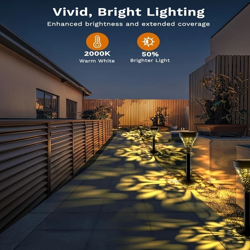 4pcs Outdoor Solar LED Ground Stake Lights – Adjustable Warm Yellow/RGB Gradient Light, Durable Plastic, Motion Sensor, Suitable for Patio, Deck, Walkway, and Garden Illumination