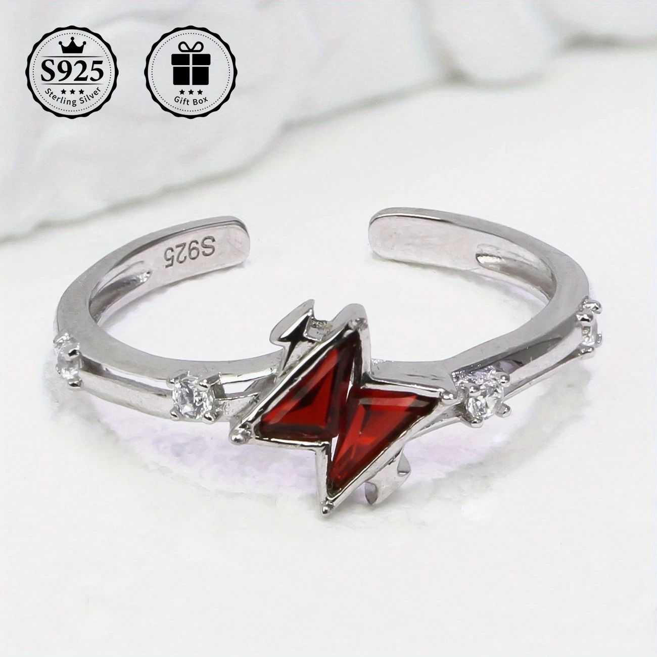 Adjustable S925 Silvery Ring with Elegant Blue Triangle Zirconia Faux Gemstones – Perfect for Engagement, Weddings, Gifts, and Everyday Elegance