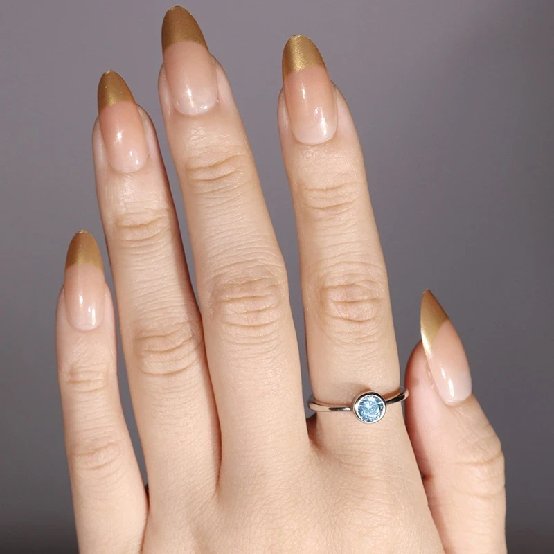 Sterling Silvery Charm Ring with Sparkling Blue Zirconia – Elegant Design for Women, Perfect for Daily Wear and Special Occasions
