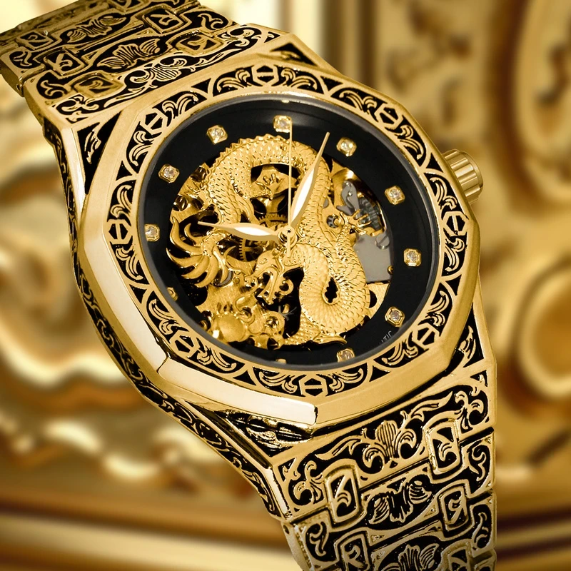Youth Men's Golden Steel Band Business Style Watch