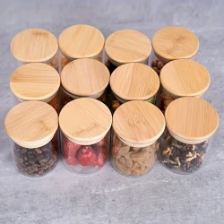 1SET-12-6-4pcs Glass Storage Jars with Bamboo Lids – Airtight Food Containers for Tea, Coffee Beans, Sugar, Cookies, and More Product Overview