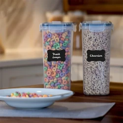 4-Piece 2.5L Airtight Kitchen Storage Containers Set – Clear, BPA-Free, Leak-Proof, Stackable, and Space-Saving Storage for Dry Goods, Nuts, Beans, Cereals, Snacks, Flour, Sugar, Coffee, Tea, and Pet Food