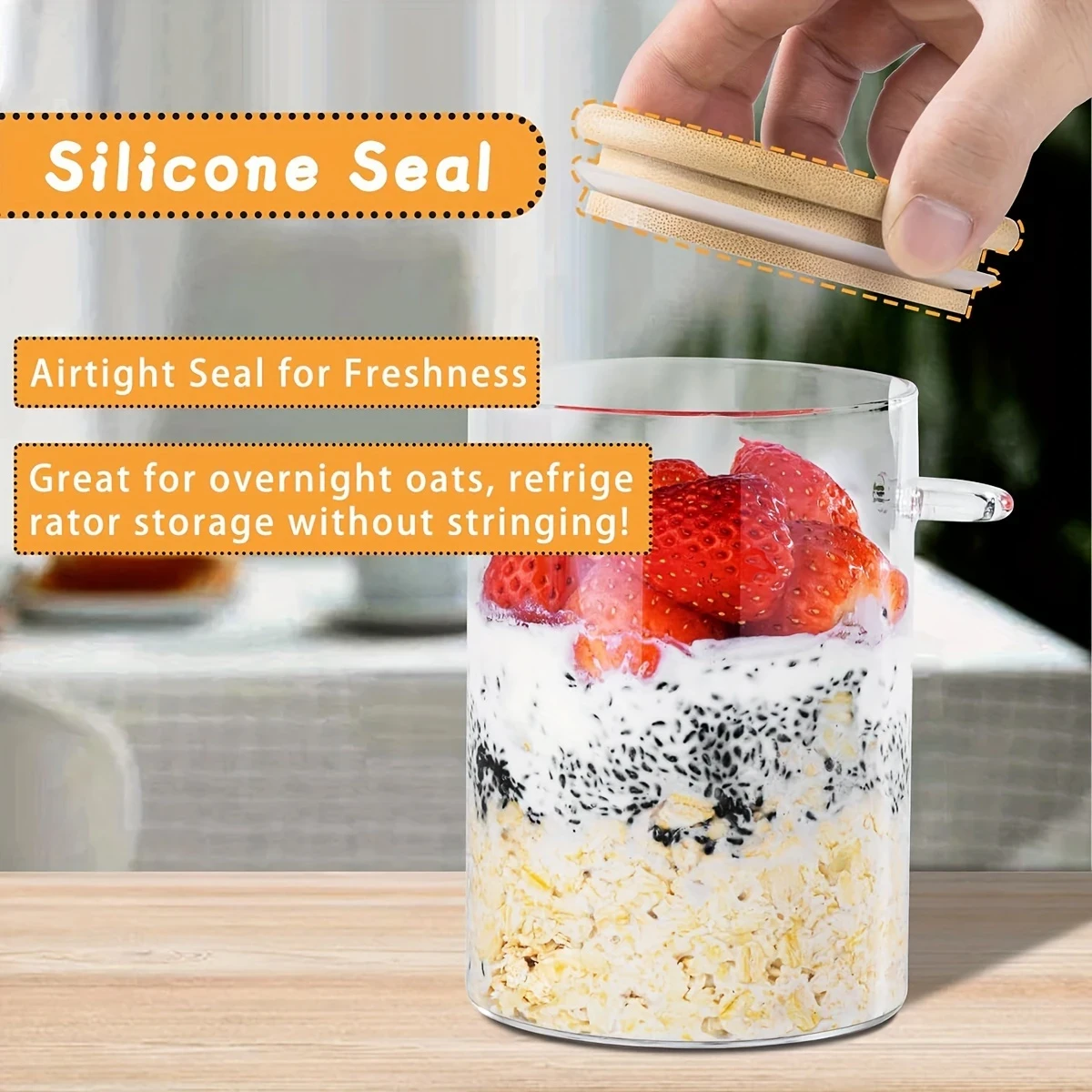 [Oatmeal Cup Container] 2pcs/4pcs 16oz Oatmeal Cup with Lid and Spoon – Meal Preparation Container for Chia Seed, Pudding, Yogurt, Salad, Cereal, and More