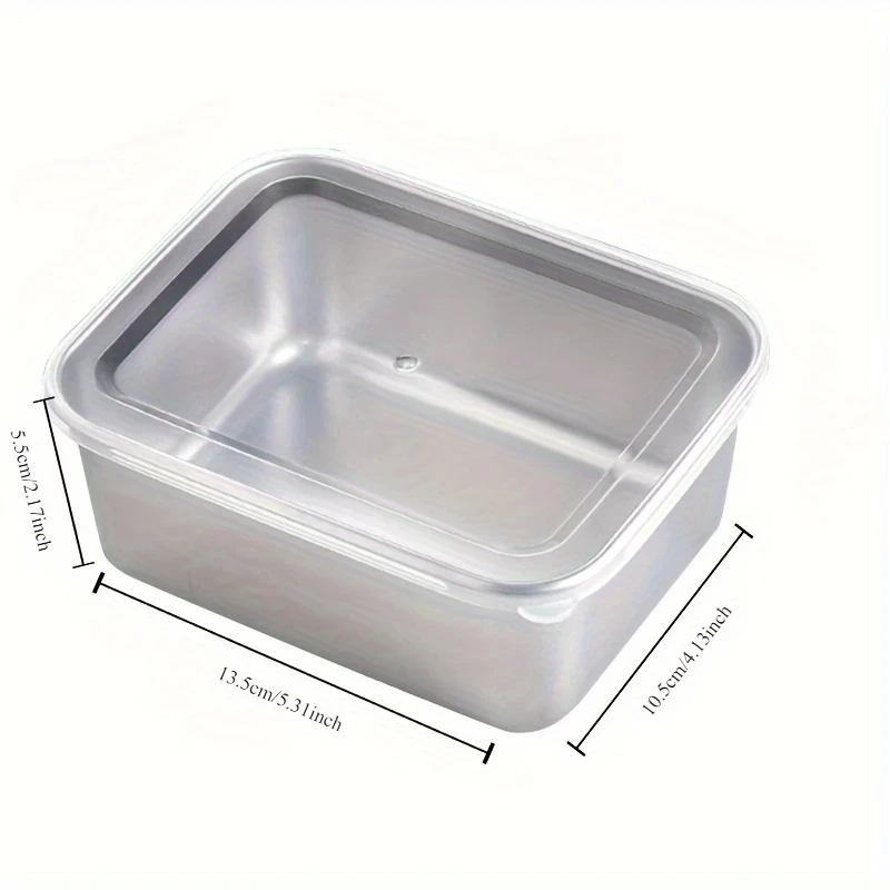 5pcs Stainless Steel Food Storage Container Set – Square, Manual Lid, Hand Wash – Perfect for Meal Preparation, Outdoor Picnics, and Food Distribution