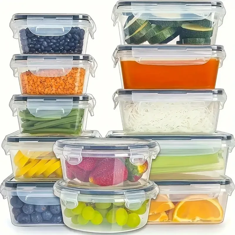 LDQ 12pcs BPA-Free Leak-Proof Food Storage Set – Airtight PP Containers with Snap Lock, Microwave Safe for Fresh Produce, Snacks, and More