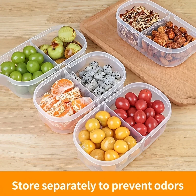 2pcs Multi-Functional Food Storage Containers – Portable 2-Compartment Organizer for Spices, Snacks & Fruits – Perfect for Home, Restaurant, Office Parties & Gifts
