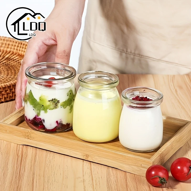 10pcs Reusable Glass Yogurt Containers – Heat Resistant, Durable, Ideal for Healthy Snacking & Meal Prep, Includes Colorful Parfait Jars