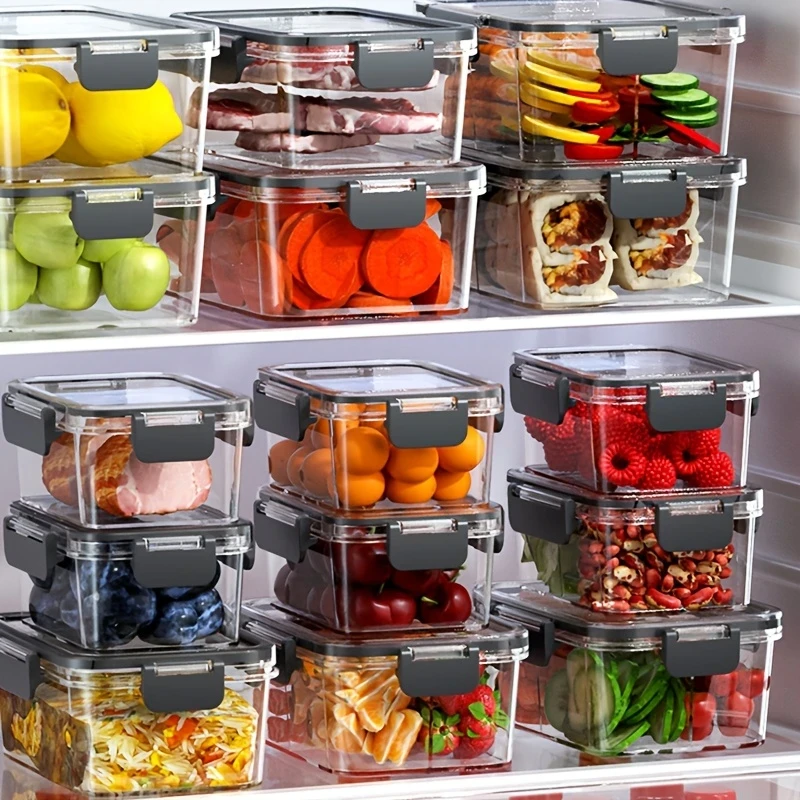 16oz BPA-Free Plastic Food Storage Containers with Leakproof Lids (4-Pack) – Ideal for Meal Prep, Lunch, Fruits & Snacks – Durable, Stackable, Dishwasher Safe
