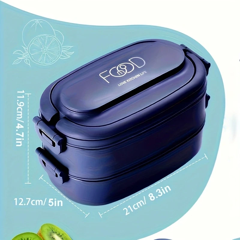LDQ Stackable Lunch Box with Utensils – Leakproof, Microwave Safe, 1550ml Bento Box for Work & Outdoor Use – Meal Prep Container with Compartments for Salads, Pasta, Veggies