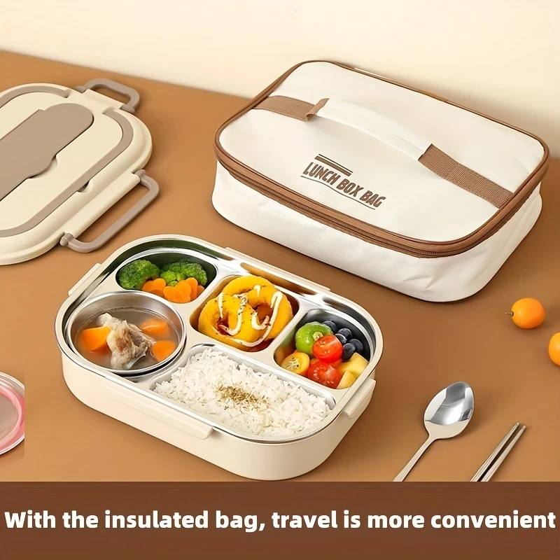 304 Stainless Steel Bento Box with Insulation Bag – Single Layer, Ideal for Student and Outdoor Meal Take