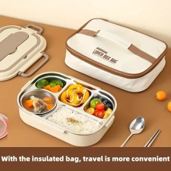 304 Stainless Steel Bento Box with Insulation Bag – Single Layer, Ideal for Student and Outdoor Meal Take