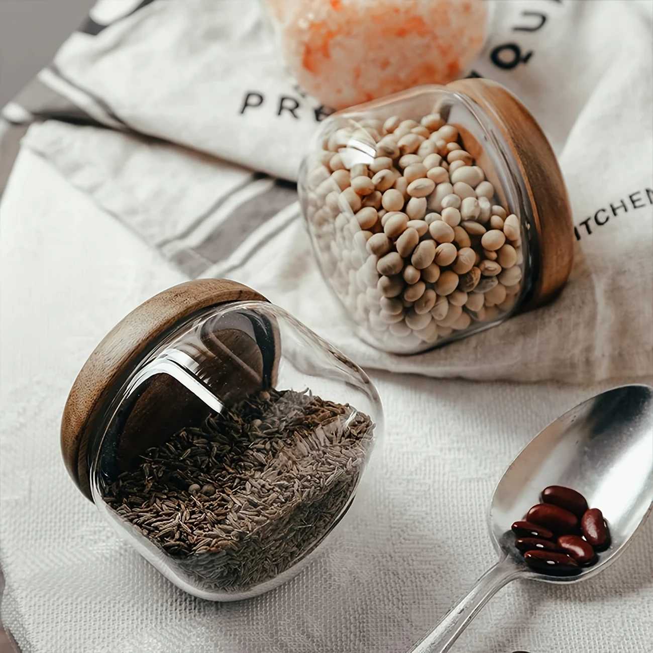 4 Small Glass Storage Jars with Airtight Lid – Perfect for Kitchen & Dining Room Organization