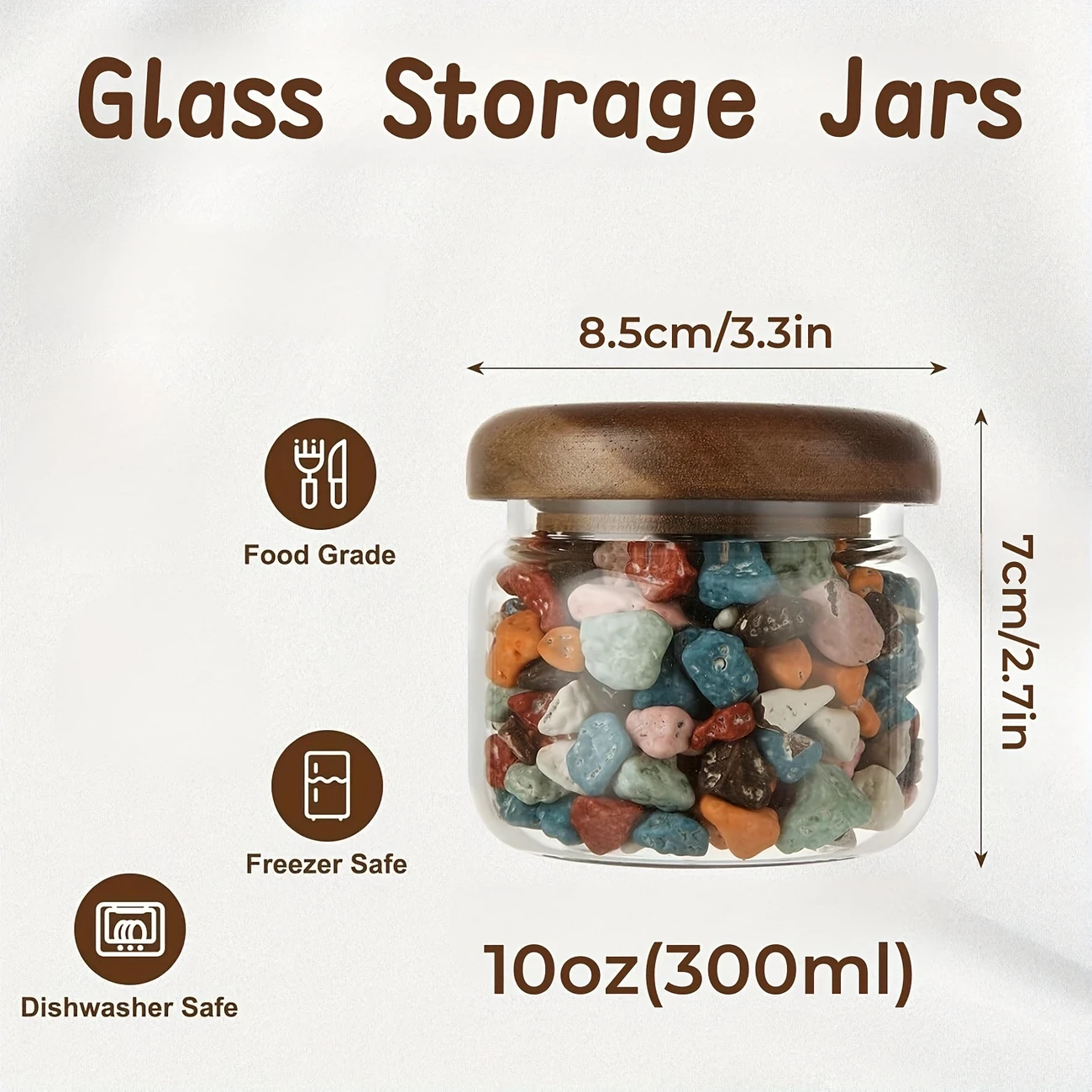 4 Small Glass Storage Jars with Airtight Lid – Perfect for Kitchen & Dining Room Organization