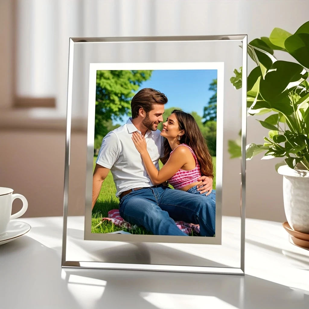 1pc Customizable Glass Photo Frame – A Personal Touch for Your Favorite Memories