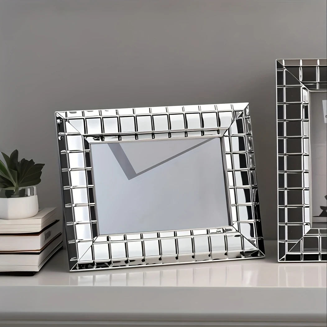 6-inch and 7-inch European-style High-end Exquisite Metal Iron Photo Frames with Stands – Silvery Framed Luxury Glass Photo Frame for Portraits & Landscapes, Perfect for Festival Gifts & Precious Photo Memories