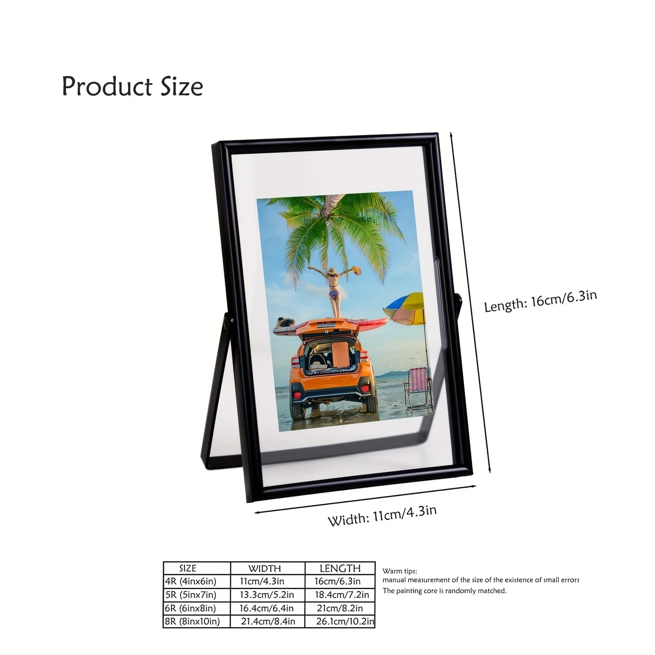 1pc Minimally Modern Style Metal Frame with Glass – Double-layer High Transparency Genuine Glass, Coated Anti-Rust Metal Frame, Suspended Display Effect Narrow Edge Picture Frame (Picture Core Randomly)