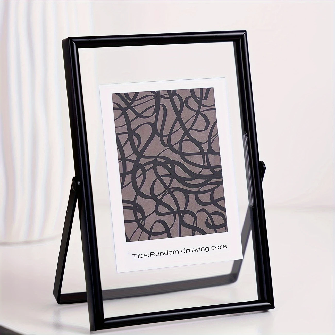 1pc Minimally Modern Style Metal Frame with Glass – Double-layer High Transparency Genuine Glass, Coated Anti-Rust Metal Frame, Suspended Display Effect Narrow Edge Picture Frame (Picture Core Randomly)