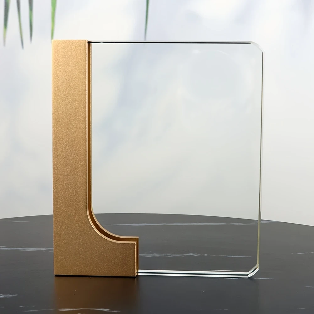 1pc Custom Crystal Trophy Frame – Elegant Glass & Metal Stand, Vertical Rectangular Picture Frame with Polished Finish, Ideal for Weddings, Graduations, Birthdays, and More, Perfect Gift for Mother’s Day, Father’s Day, Teacher’s Day, Thanksgiving, Valenti