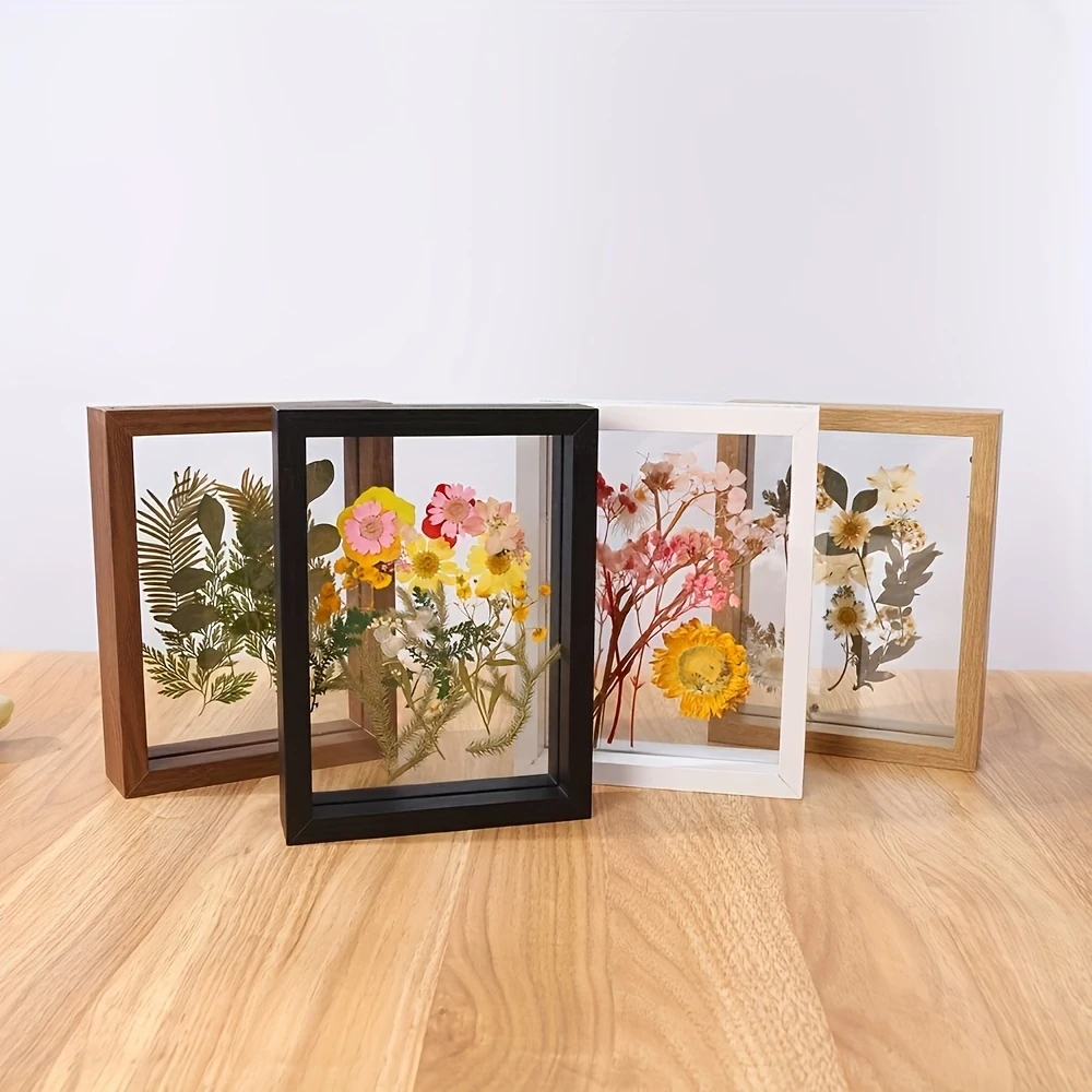 Wooden Double-Sided Frame – Transparent Glass for Desktop Display of Plant Leaf Specimen, A4 Paper Cutting, DIY Painting